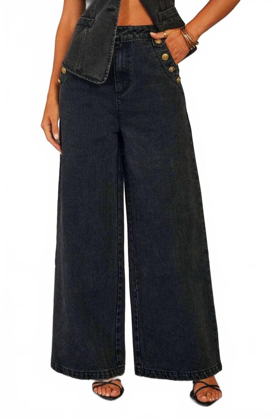 NEW EMBERLOOM wide leg denim trousers in black